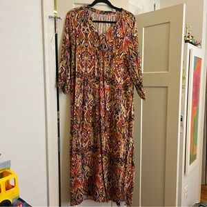 Zara Vibrant Long Sleeve Maxi Dress